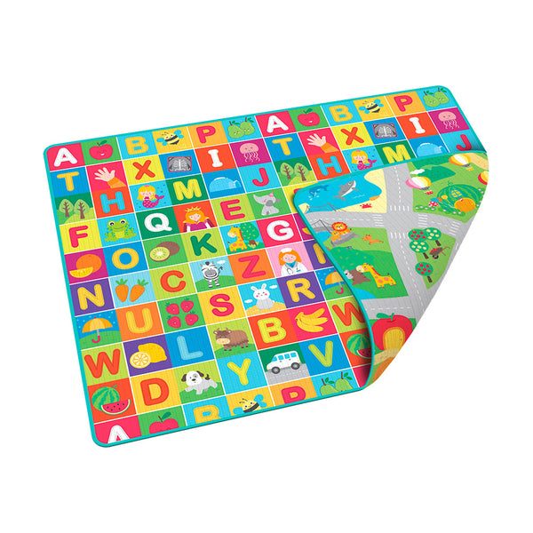 Tappeto Morbido per Bambini 200x160 cm Arrotolabile Doppia Grafica Multicolore sconto