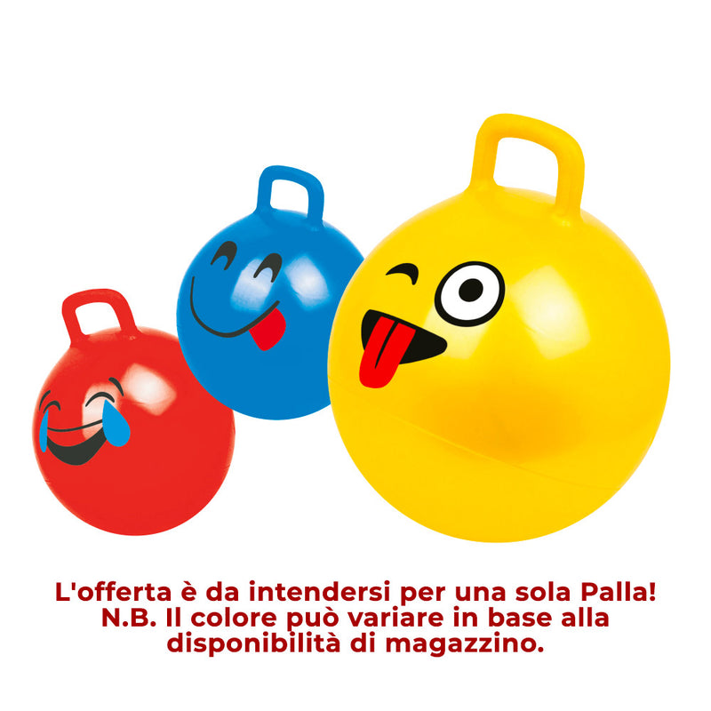 Palla Cavalcabile per Saltare con Maniglia per Bambini Ø55x65 cm con Emoticon Rosso o Giallo o Blu-6