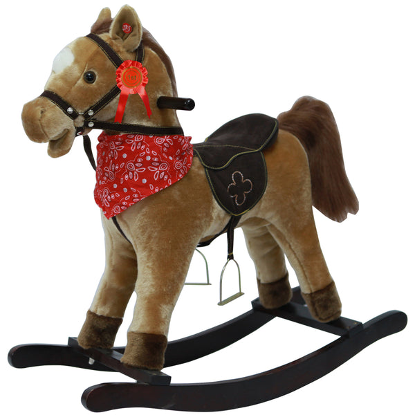 acquista Cavallo a Dondolo per Bambini in Peluche con Suoni Marrone Chiaro