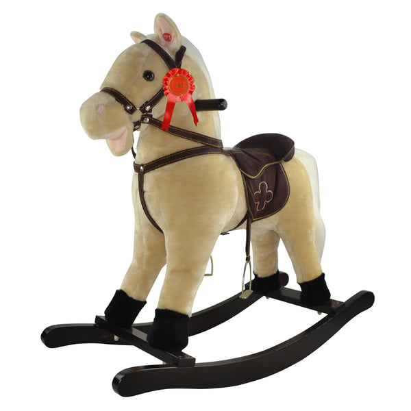 Cavallo a Dondolo per Bambini in Peluche con Suoni Beige acquista