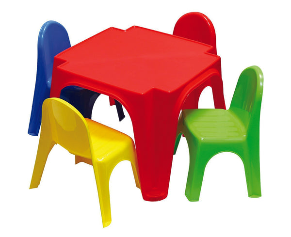 online Set Tavolo con 4 Sedie per Bambini in Plastica Multicolore