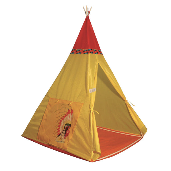 prezzo Tenda Indiana per Bambini 100x100x135 cm Struttura in Plastica Tubolare Gialla