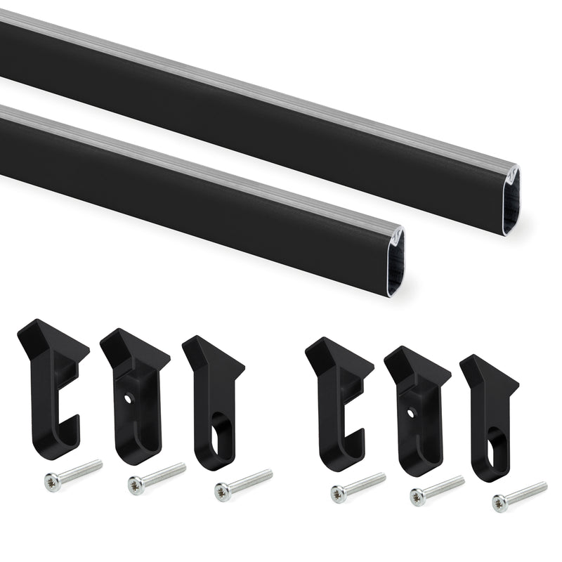 Set 2 Barre Appendiabiti per Armadio 115 cm in Alluminio Emuca Nero-1