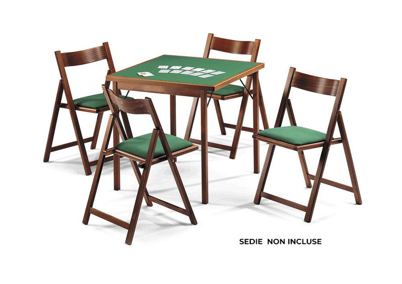 Tavolo da Gioco Quadrato Pieghevole 80x80 cm in Legno Panno Verde Del Fabbro Classic-3