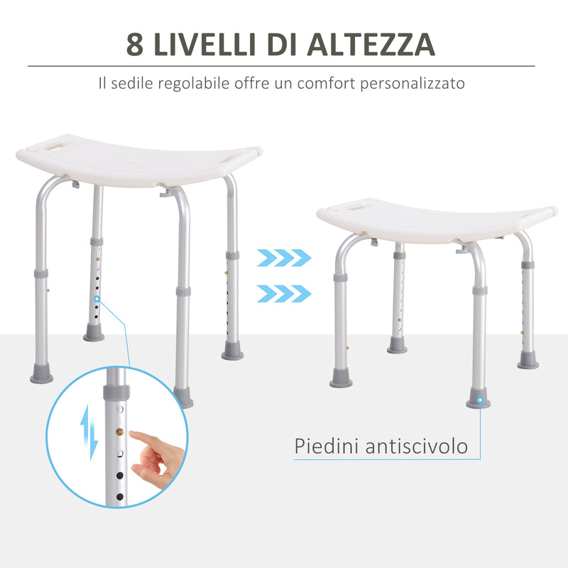 Sgabello per Doccia Bagno antiscivolo bianco altezza regolabile -4