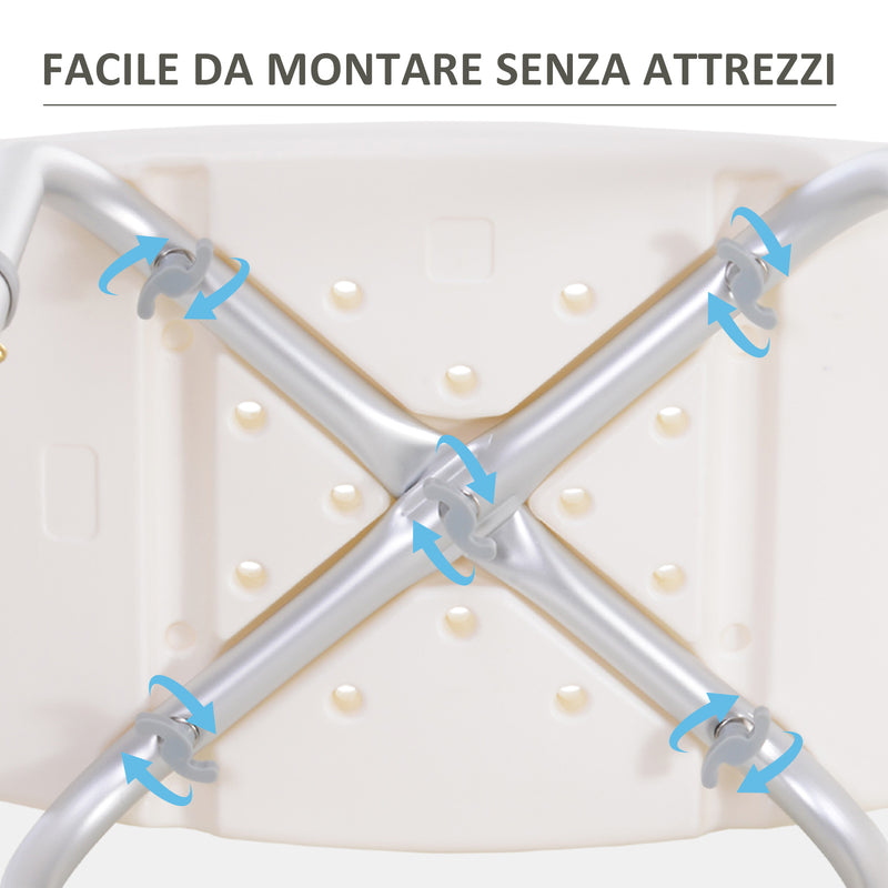 Sgabello per Doccia Bagno antiscivolo bianco altezza regolabile -5