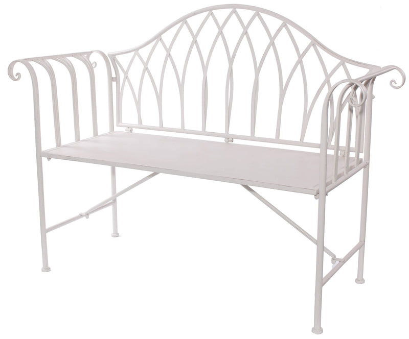 Panchina da Giardino 129x46xH94 cm in Metallo Bianco-1