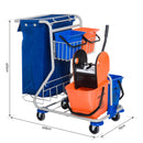 Carrello Pulizie Professionale 4 Secchi 18L/6L con Ruote   Blu e Arancione-3