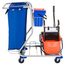 Carrello Pulizie Professionale 4 Secchi 18L/6L con Ruote   Blu e Arancione-5