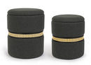 Set 2 Pouf Contenitore in Poliestere Karina Carbon-1