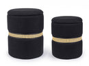 Set 2 Pouf Contenitore in Poliestere Karina Nero-1