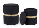 Set 2 Pouf Contenitore in Poliestere Karina Nero-3