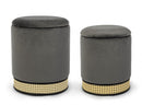 Set 2 Pouf Contenitore in Poliestere Effetto Velluto Milena Grigio Scuro-1