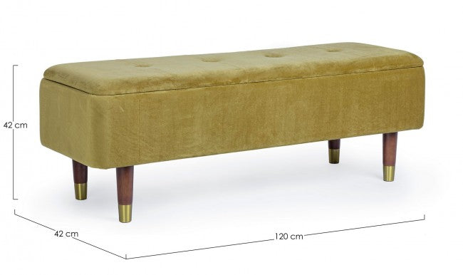 Panca Fondo Letto 2 Posti 120x42x42 cm con Vano Contenitore Kira Verde Oliva-2