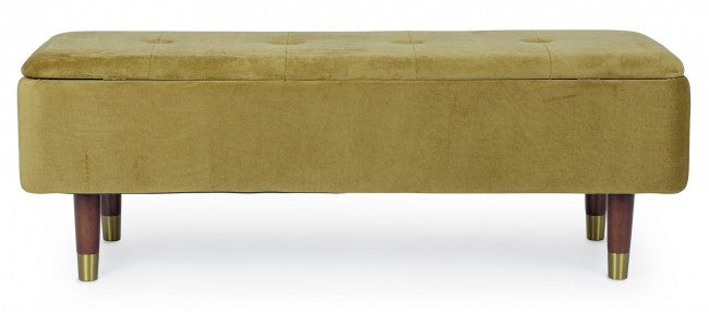 Panca Fondo Letto 2 Posti 120x42x42 cm con Vano Contenitore Kira Verde Oliva-4