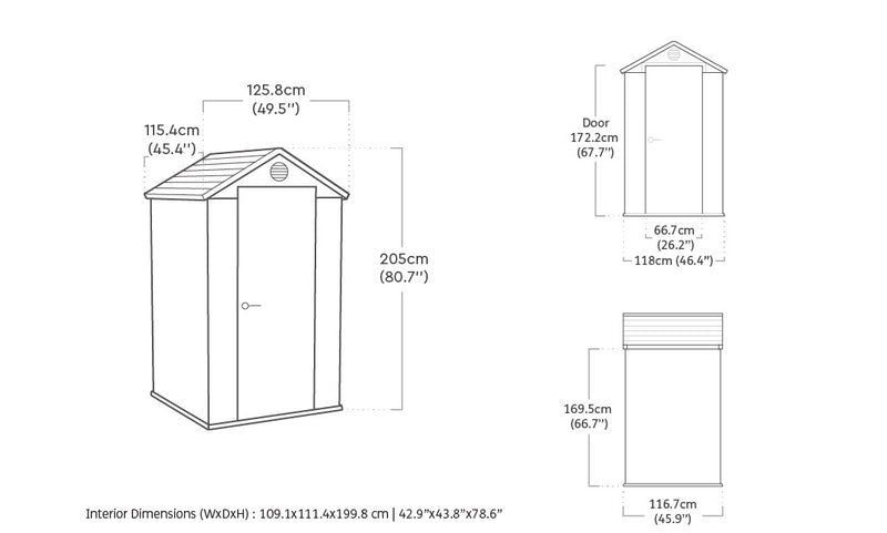 Casetta da Giardino Porta Attrezzi 125,8x117x205 cmin Evotech+ Keter Darwin 4x4 Verde-5