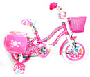 Bicicletta per Bambina 12" 2 Freni con Cestino e Borse Laterali Rosa-1