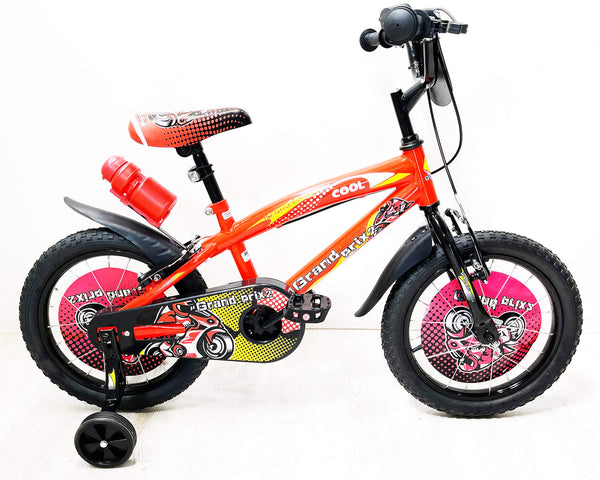 14" Kinderfahrrad 2 Bremsen mit Wasserflasche und rotem Frontschild sconto