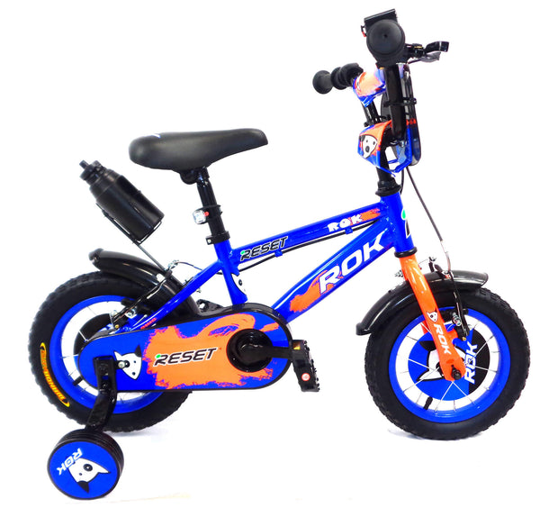 sconto 12" Kinderfahrrad 2 Bremsen mit Wasserflasche und blauem und orangefarbenem Frontschild