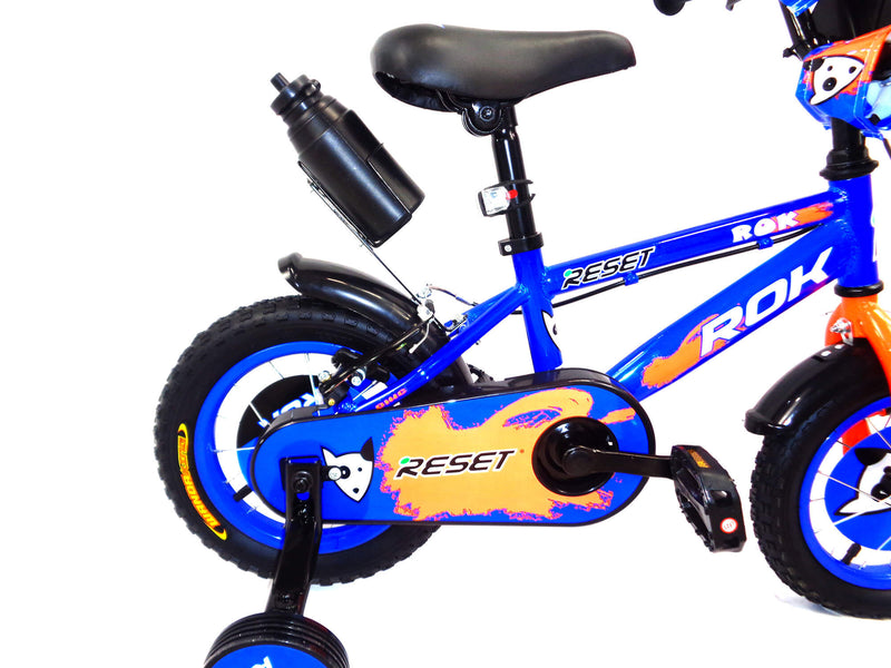 Bicicletta per Bambino 16" 2 Freni con Borraccia e Scudetto Frontale Blu e Arancione-2