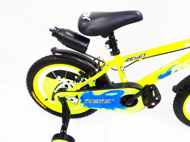 Bicicletta per Bambino 16" 2 Freni con Borraccia e Scudetto Frontale Gialla e Blu-2