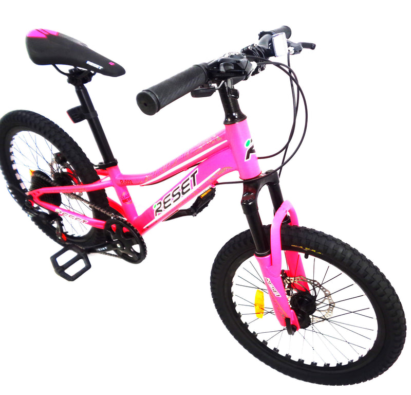 Bicicletta Mountain Bike MTB Ragazza 20" 7V in Acciaio Fucsia Fluo-2