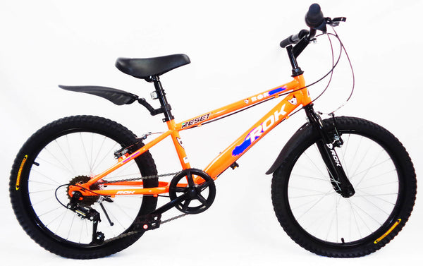 sconto 20" 6S Jungenfahrrad mit Wasserflasche und blauem und orangefarbenem Frontschild