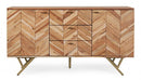 Credenza 2 Ante 3 Cassetti 140x40x76 cm in Legno Marrone-3