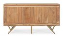 Credenza 2 Ante 3 Cassetti 140x40x76 cm in Legno Marrone-4