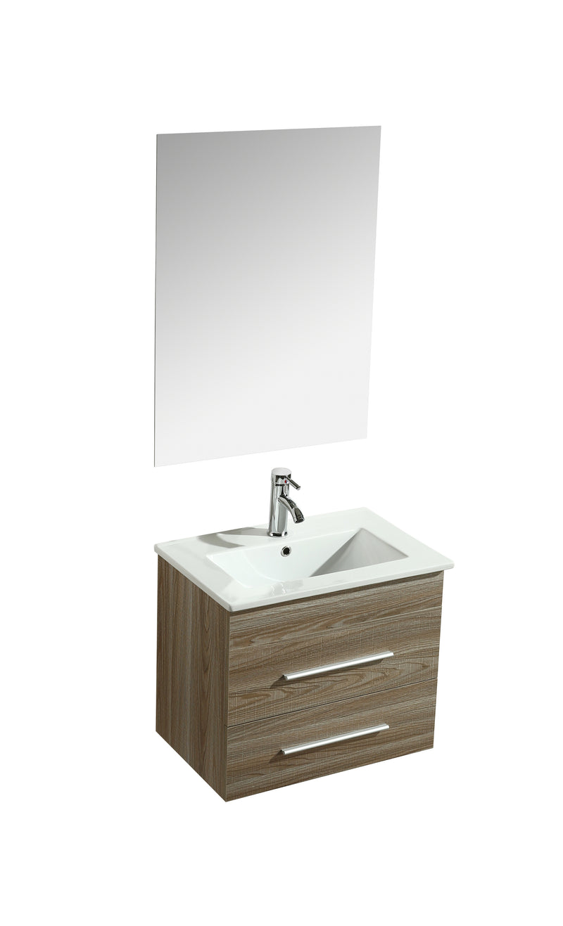 Mobile Bagno Sospeso 60 cm in MDF con Specchio Vorich Kristal Rovere-1