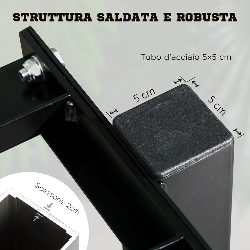 Porta Pesi 2 Ripiani per Palestra 92,5x50,5x80,5 cm in Acciaio Nero-4