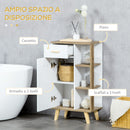 Mobile Bagno 1 Anta 1 Cassetto 50x30x89 cm in Truciolare e Legno di Pino Bianco-5