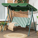 Dondolo 3 Posti da Giardino 172x110x153 cm in Acciaio a Strisce Bianco e Verde-2