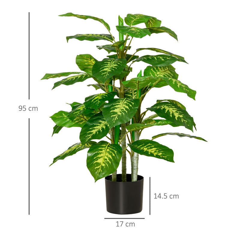 Pianta Artificiale Sempreverde H95 cm con Vaso per Interni ed Esterni Verde-3