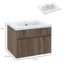 Mobile Lavabo 1 Cassetto 60x45,5x45 cm in Truciolato e Ceramica Marrone Chiaro-3