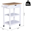 Carrello da Cucina Salvaspazio a 2 Ripiani con Cassetto in Legno Bianco 64x39x84.5 cm -3