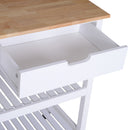 Carrello da Cucina Salvaspazio a 2 Ripiani con Cassetto in Legno Bianco 64x39x84.5 cm -6