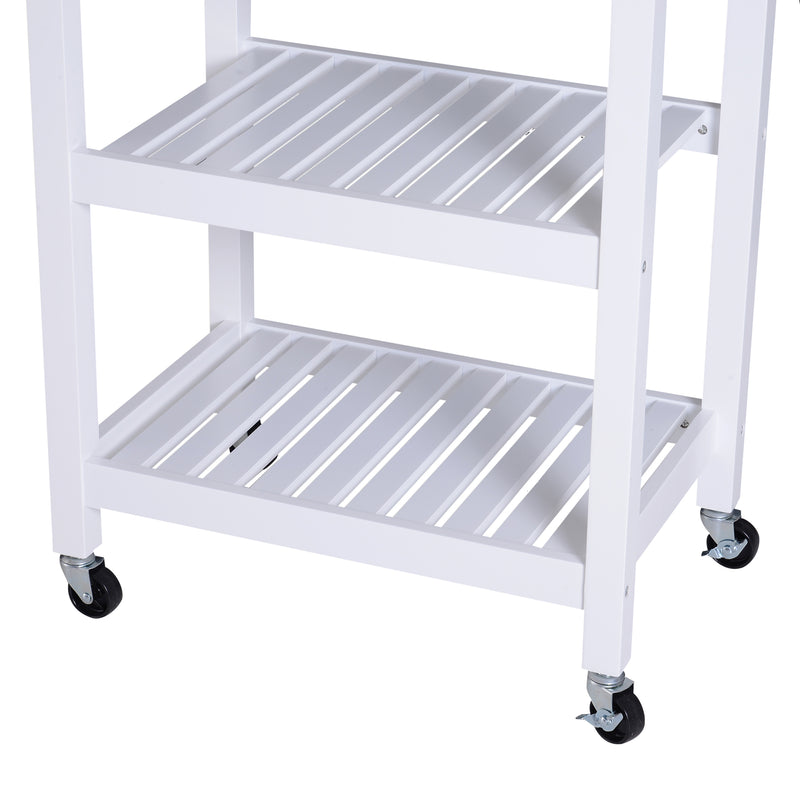 Carrello da Cucina Salvaspazio a 2 Ripiani con Cassetto in Legno Bianco 64x39x84.5 cm -8