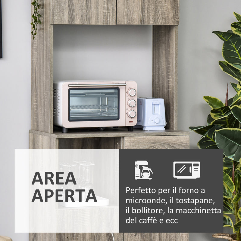 Credenza Moderna Alta 71x41x178 cm in Legno truciolare Grigio-5