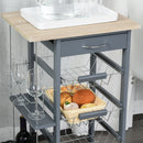 Carrello da Cucina 47x37x83 cm 1 Cassetto 4 Cestelli Ripiani Portaspezie Grigio-7