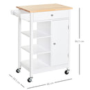 Carrello da Cucina 3 Ripiani Cassetto e 1 Anta in Legno 66x39,5x86,5 cm  Bianco-3