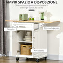 Carrello da Cucina Espandibile 1 Cassetto 2 Ante 119,6x45,7x91,2 cm con Ruote  Bianco-4