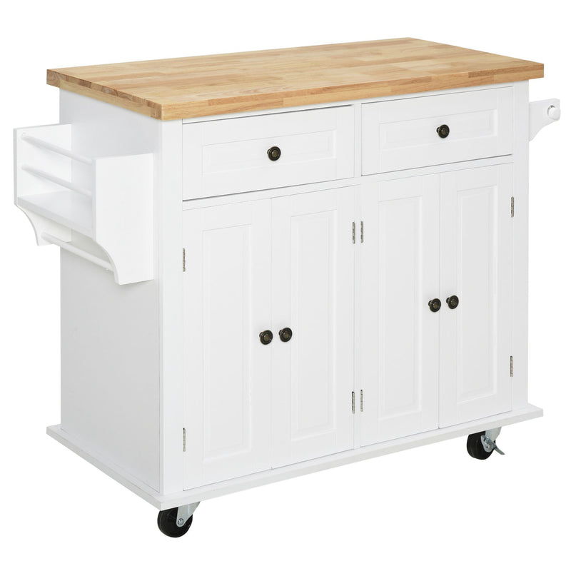 Carrello da Cucina Portavivande con Cassetti e Portaspezie 111x44,5x82,5 cm in Legno Bianco-1