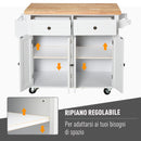 Carrello da Cucina Portavivande con Cassetti e Portaspezie 111x44,5x82,5 cm in Legno Bianco-5