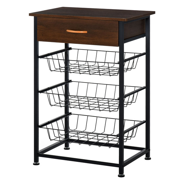 prezzo Küchenschrank 3 Körbe 1 Schublade 60 x 40 x 86,3 cm aus braunem und schwarzem Metall