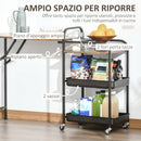 Carrello da Cucina 118x36,5x82 cm con Ripiano Pieghevole Marrone-4