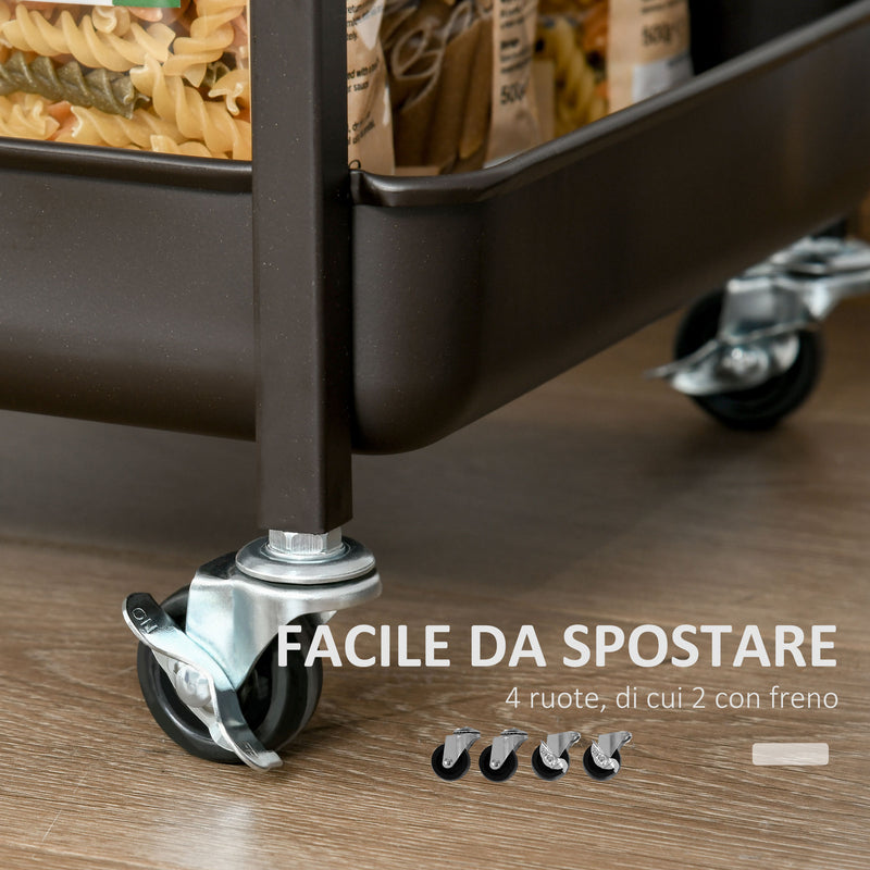 Carrello da Cucina 118x36,5x82 cm con Ripiano Pieghevole Marrone-6