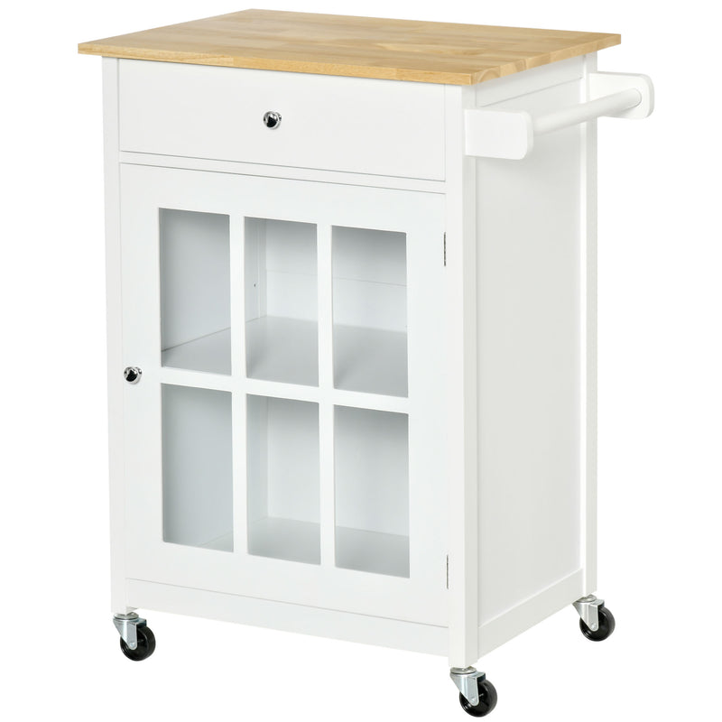 Carrello da Cucina 67x48x86,5 cm in Legno Bianco-1