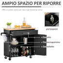 Carrello da Cucina 109x40x89 cm in Legno Nero-4