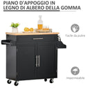 Carrello da Cucina 109x40x89 cm in Legno Nero-5